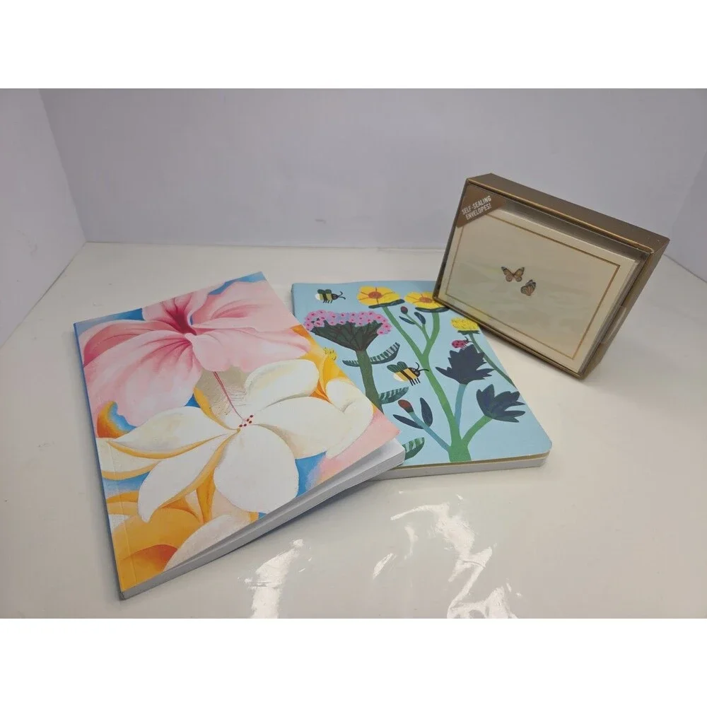Georgia O'Keeffe Roger la Borde Stationery Bundle Floral Art Journals Card Set